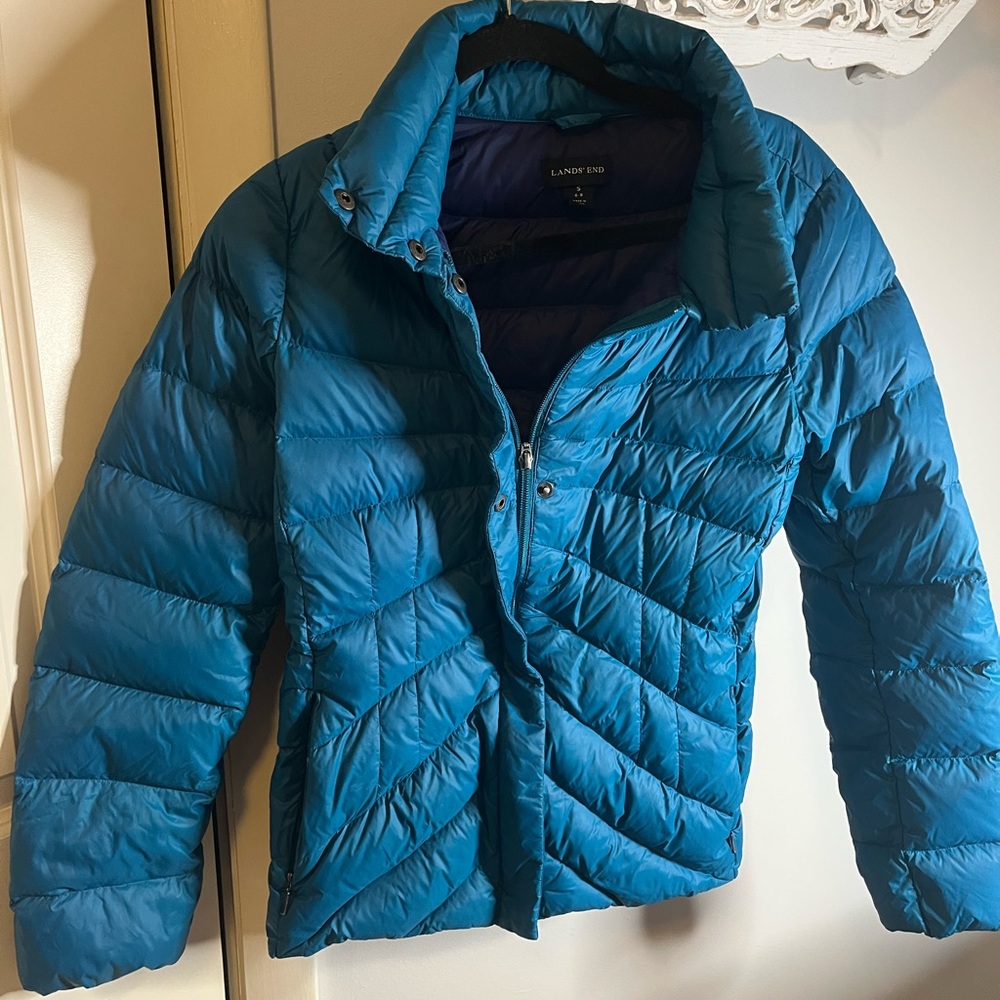 Lands' End Teal Quilted Jacket